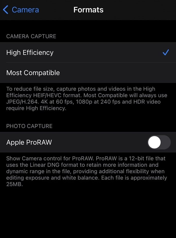 扶绥苹果手机维修分享如何为 iPhone 12 Pro/Max 启用 ProRAW 照片格式 